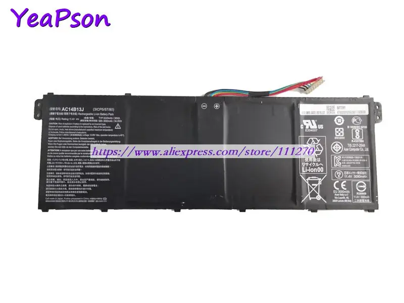 Батарея для ноутбука Yeapson AC14B13J 11 4 в 3220 мАч Acer Aspire|Аккумуляторы ноутбуков| |