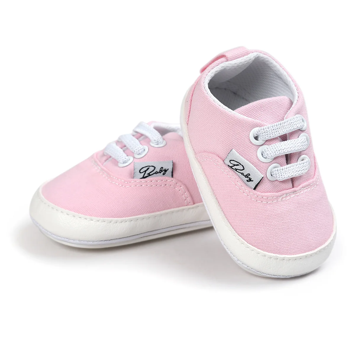 Обувь для новорожденных мальчиков и девочек; классические замшевые кроссовки; парусиновая обувь с резиновой подошвой; нескользящая обувь для малышей; обувь для малышей - Цвет: Розовый