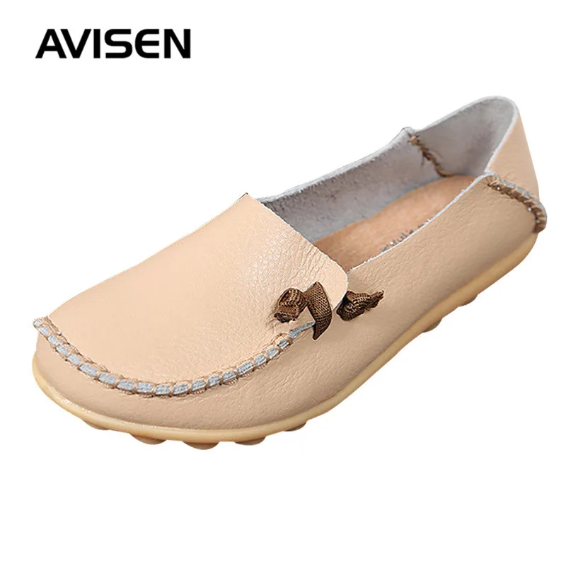 

2019 Spring High Quality Women Shoes Waman Genuine Leather Shoes Ballet Flats Loafers Slip On Candy Color Zapatos De Mujer Shoes