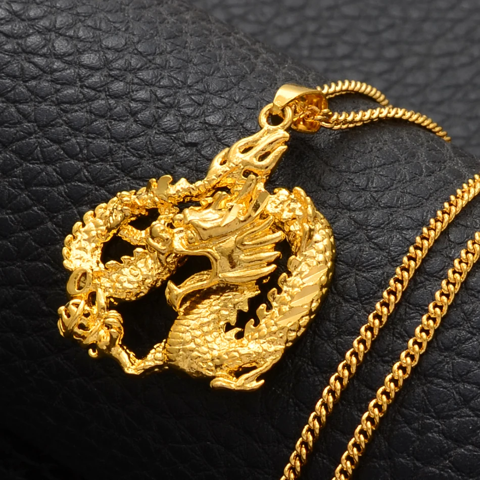 Anniyo Chinese Dragon Pendant Necklaces 