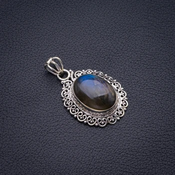 

Natural Blue Fire Labradorite Handmade 925 Sterling Silver Pendant 1.5" D2951