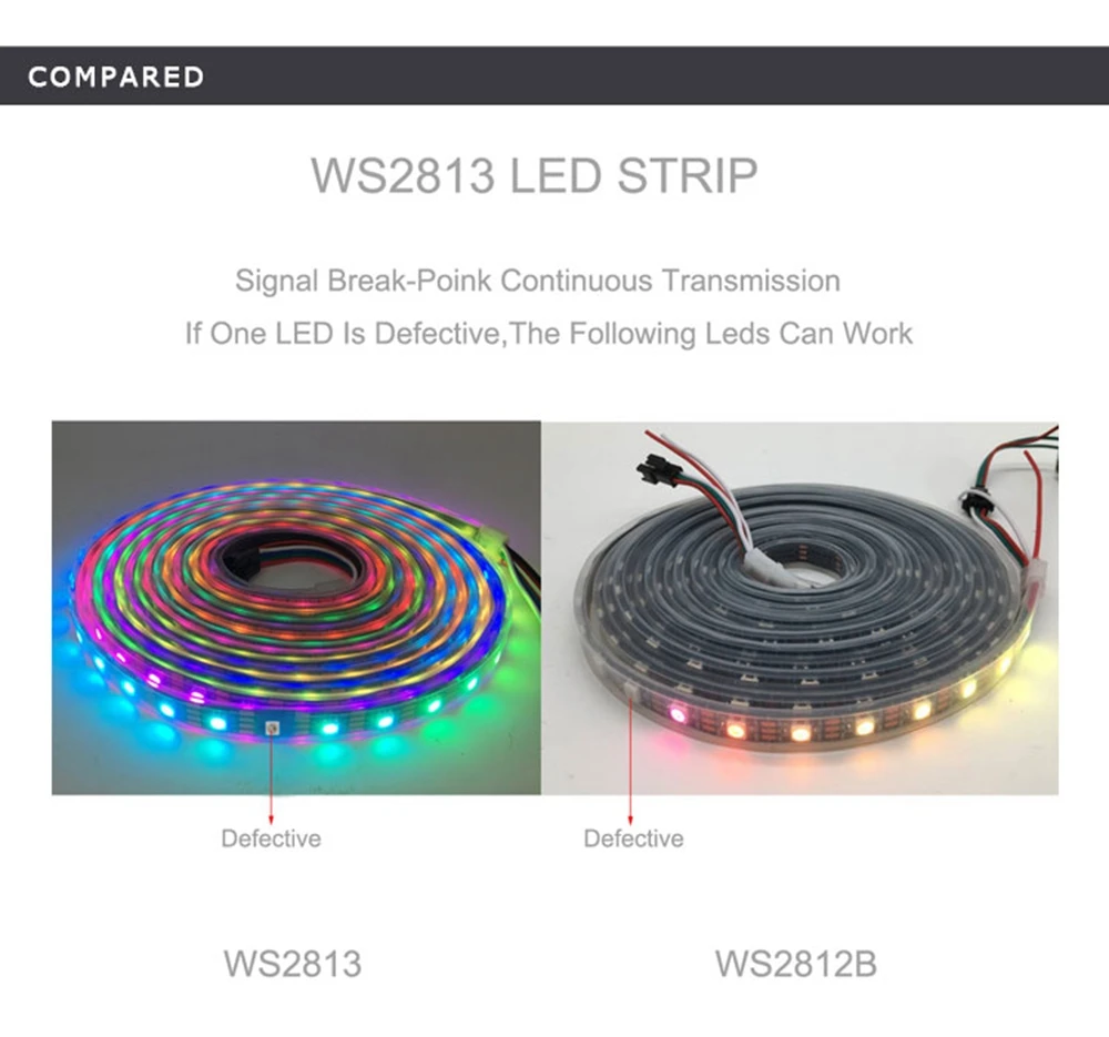 WS2813(WS2812B обновляться) индивидуально адресуемых светодиодные полосы пикселей Dual-усилитель сигнала 30/60/144 светодиодов/m IP30/IP65/IP67 DC5V