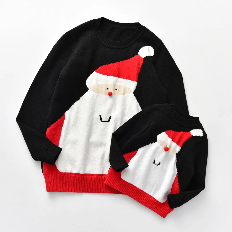 Новинка года; семейный Рождественский свитер для папы, мамы и ребенка с Санта-Клаусом; свитер для всей семьи; толстый свитер для маленьких детей; одежда