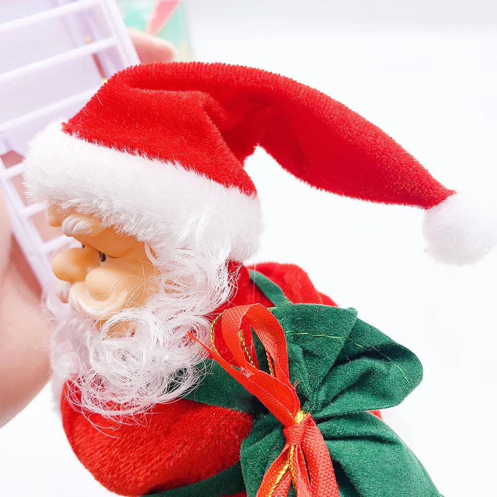 New Electric Santa Claus Climbing Ladder Christmas Music Figurine Party Decoration