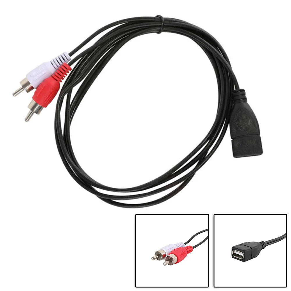 Hot Sale New Cable Dual 2 RCA Male To USB Female A Composite Adapter AV Audio Video Extension Cable 