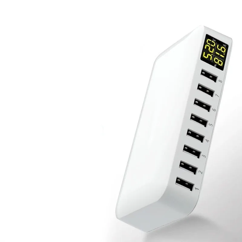 8 портов USB зарядное устройство 5V8A светодиодный дисплей в режиме реального времени Зарядка для iPhone iPad Mini samsung huawei Pixel DV AC адаптер питания быстрое зарядное устройство