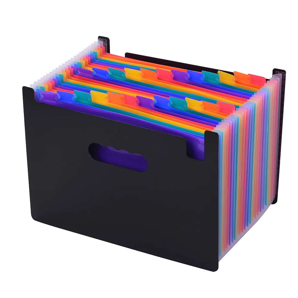

24/12 Pockets File Folder Organizer Expanding File Folder Rainbow Color Accordion A4 Size with File Guides and Paper Tags