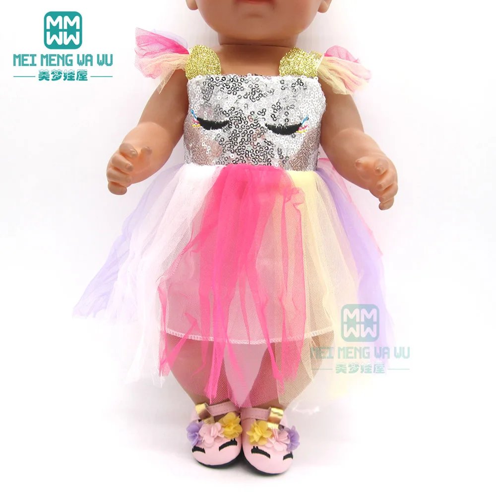 Кукла Одежда для 43 см игрушка новорожденная кукла 18 дюймов американская кукла наше поколение милый Единорог Платье С Блестками - Цвет: M--474--A