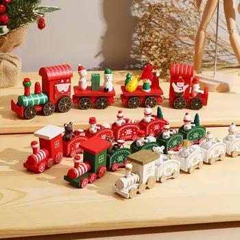 Wooden/Plastic Christmas Train 2022 Christmas Decorations For Home Xmas Navidad Noel Gifts Christmas Ornament New Year 2023 1