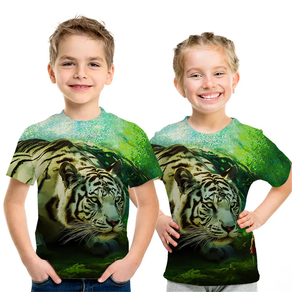 Коллекция года, летняя детская футболка с 3D изображением животных, Льва, волка, тигра, лошади, кота, леопарда, цветной Галактики, огня, брендовая дизайнерская футболка для мальчиков и девочек, футболка - Цвет: picture show NT-735