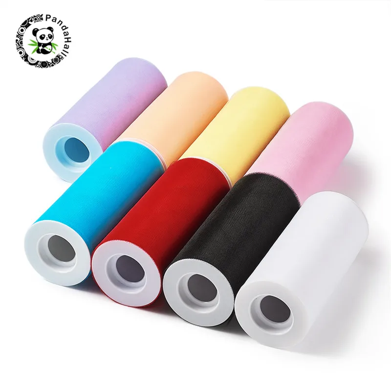

pandahall 8 rolls/Set Netting Fabric Tulle Roll Spool Fabric for DIY Jewelry Making Party Decoration Mixed Color 6"(150mm)