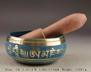 

80mm Tibetan Buddhism Cuprum Mantra Singing Bowl Yoga Bowl Antique Garden Decoration 100% real Tibetan Silver Brass