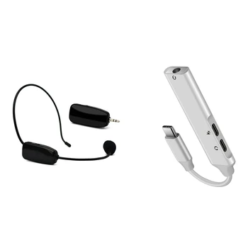 

1Pcs 2.4G Wireless Microphone Headset Handheld Head-Wear & 1Pcs Type C Usb Adapter 3.5Mm Jack Earphone Cable Adapter