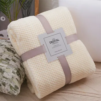 

Thick Solid Color Mesh Pineapple Blanket Flannel Blanket Coral Velvet Japanese Style Air Conditioner Blanket Customizable li pin