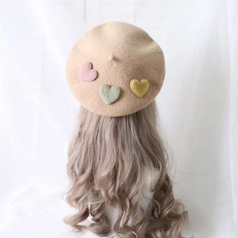 Girls Kawaii Beret Women Wool Felt Hat cowboy hats cowgirl hats cotton flat cap