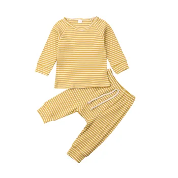 

Knitted Cotton Newborn baby girl boy clothes Striped Tshirt Tops Pants Leggings Outfit 2PCS Baby bebe Clothing Set for infant