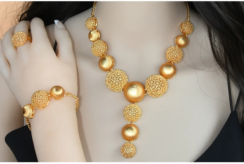 Nigerian Wedding Jewelry Set Bridal Necklace Earrings Bracelet Ring Sets Dubai Italian Gold Plated Big African 24k Jewellery Nigerian Wedding Jewelry Set Bridal Necklace Earrings Bracelet Ring Sets Dubai Italian Gold Plated Big African 24k Jewellery
