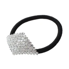 BMDT- Silver Plated Diamond Shape Elastic Band Hair Tie Ponytail Holder