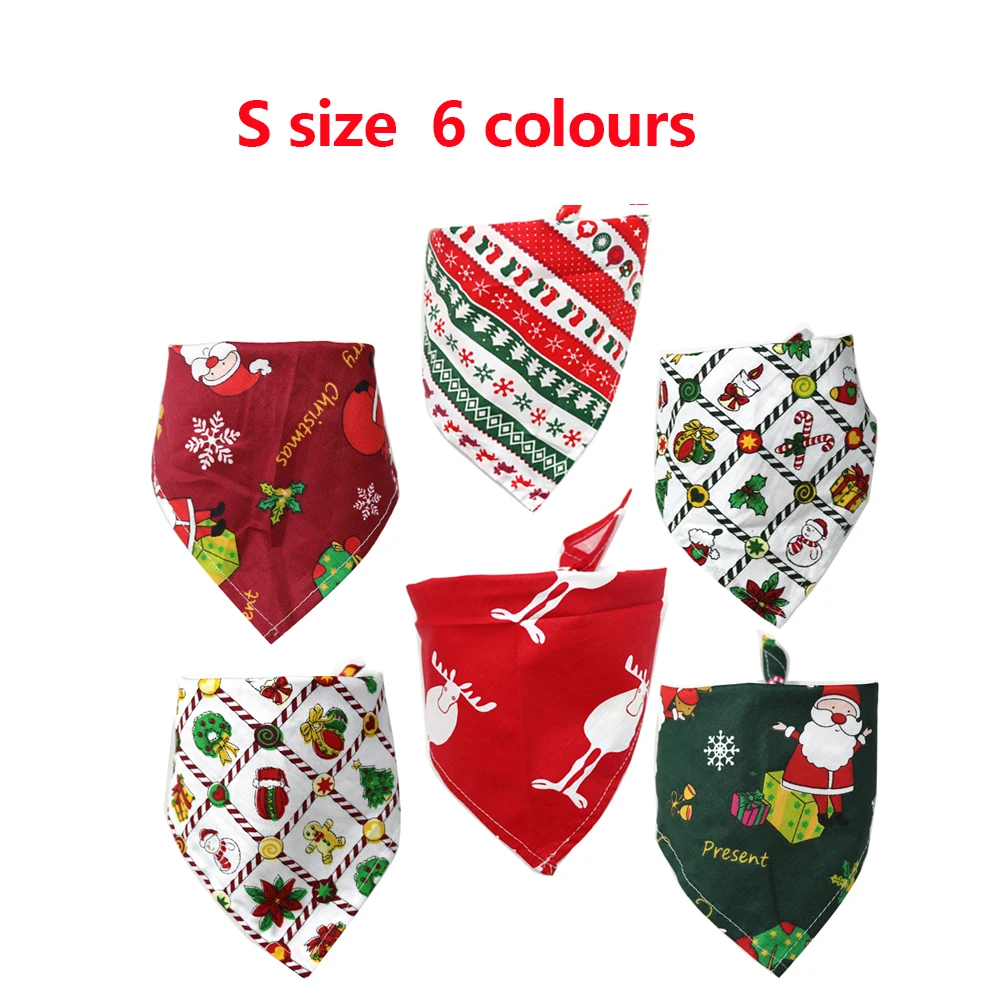 100pcs Christmas Pet Products Dog Bandana Cotton Dog Cat Bandanas/Scarf/Bibs Printing Samll-Large Dog Grooming Accessories