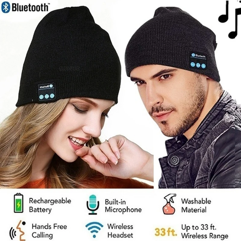Bluetooth Music Soft Beanie Hat with Stereo Headphone Headset Speaker Wireless