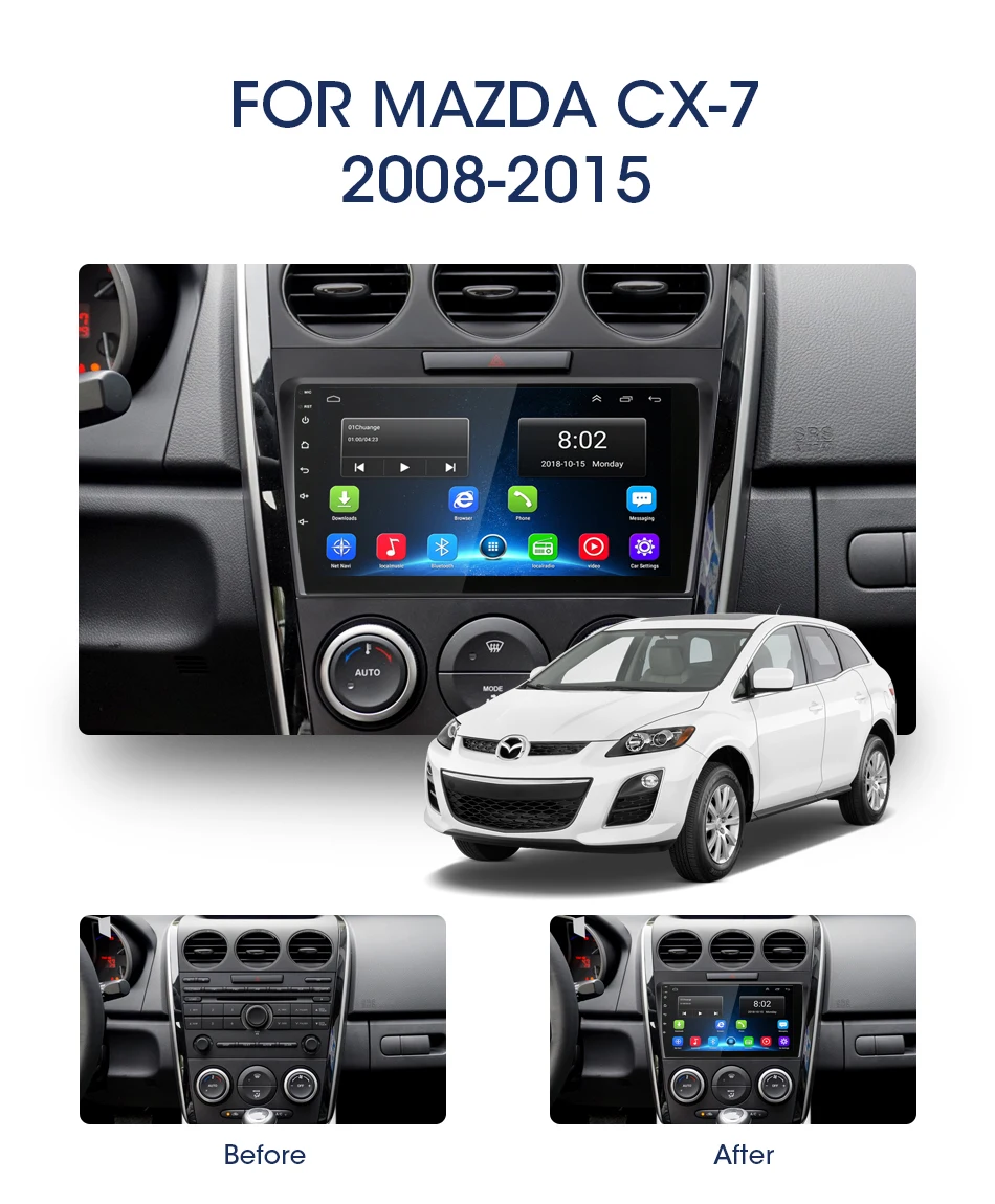 Clearance 2DIN 9" Android 8.1 4G NET Car GPS Navigation Radio Multimedia Player For MAZDA CX-7 cx7 cx 7 2008-2015 RDS HiFi 36EQ 2 DIN DVD 2