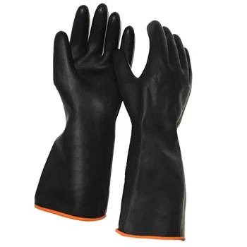 

1 Pair of Rubber Gloves Resist Strong Acid Protective Long Gloves Industrial Safety Work Gauntlets