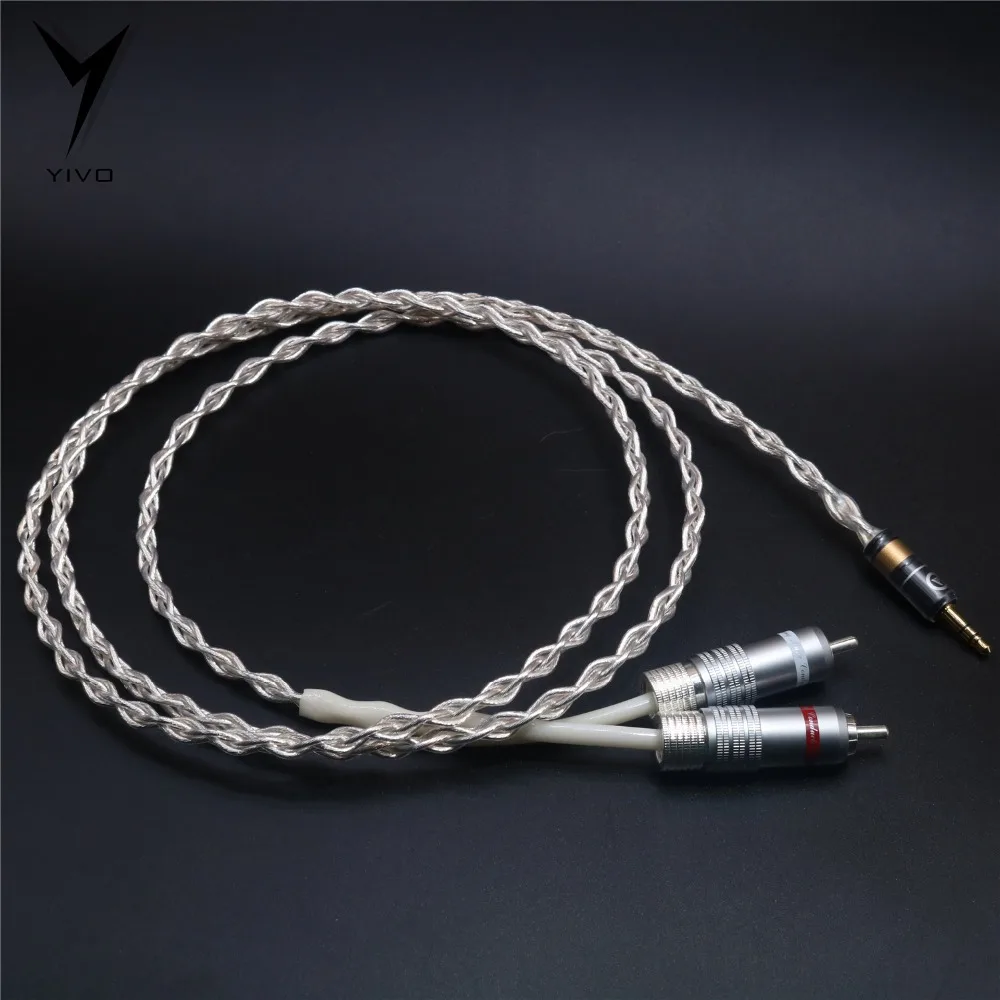 2 RCA to 3 5mm stereo plug Hi end HIFI OFC pure copper Headphone Earphone Extension Audio Wire Cord Aux Cable Cables
