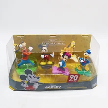 

Disney Original 90th Mickey Mouse Kawaii Dolls Anime Figurine Set Donald Duck Goofy Action Figure Kids Toys Christmas Gifts