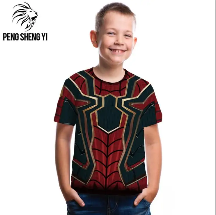 

Spring and Summer 2019 New 3D Digital Printed Spider-Man Children's Fashion Top Round-collar Clothes for Boys and Girls