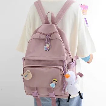 

HOCODO Cute School Bags For Teenage Girls Solid Color Backpack Women Backpack Female Student School Backpack Laptop Rucksack