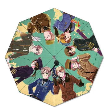 

Axis Powers Hetalia Umbrella Three-folding Non-auto Sun And Rain Umbrella Cartoon Windproof Folding Birthday Gift.