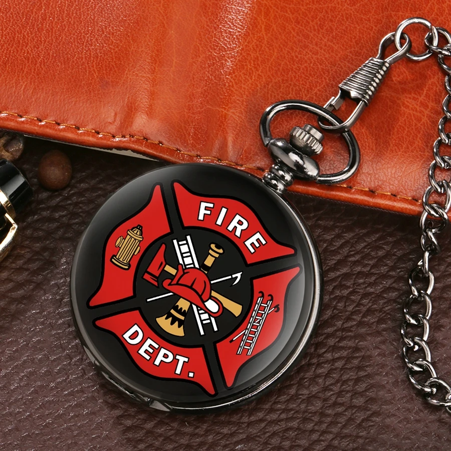 Top Brand Red Fire Fighter Quartz Pocket Watches Punk Black Firefighter Pocket Watches Unisex Gift Necklace Watch for Men Womens 2020 2021 (8)