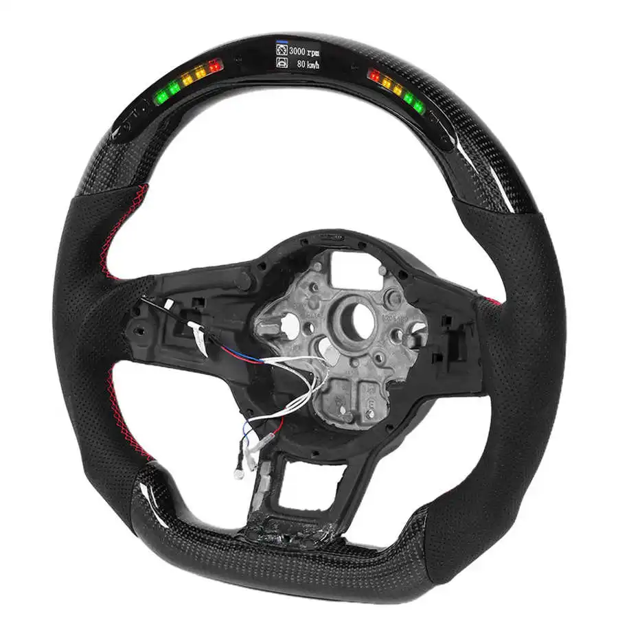 SteeringWheelCarbonFiberLEDShiftLightsLCDDisplaySteeringWheel