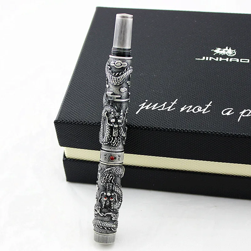 Jinhao двойной играющий Дракон шариковая авторучка Средний Medium 0,5 мм 3D схема тиснения металлические чернильные ручки для письма коллекция