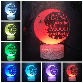 

Nordic Creative "I Love You To the Moon and Back" 3D Optical Night Light LED Kid Sleeping Table Lamp Baby Bedroom Decor Gift Toy