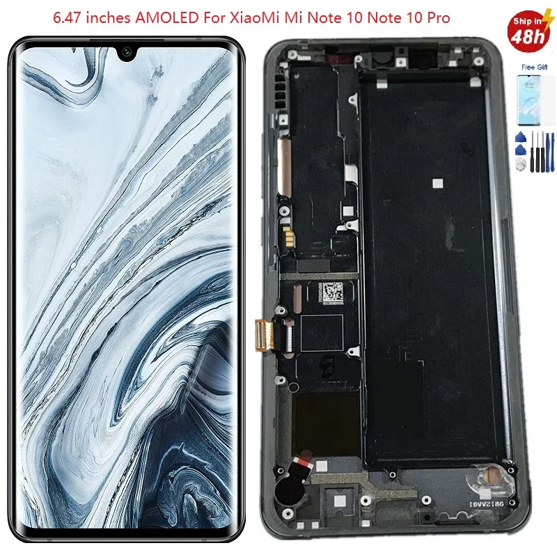 6 47 дюймовый Super AMOLED с рамкой для Xiaomi Mi NOTE 10 Lcd Note Pro дисплей mi note pro 5g lcd | Мобильные