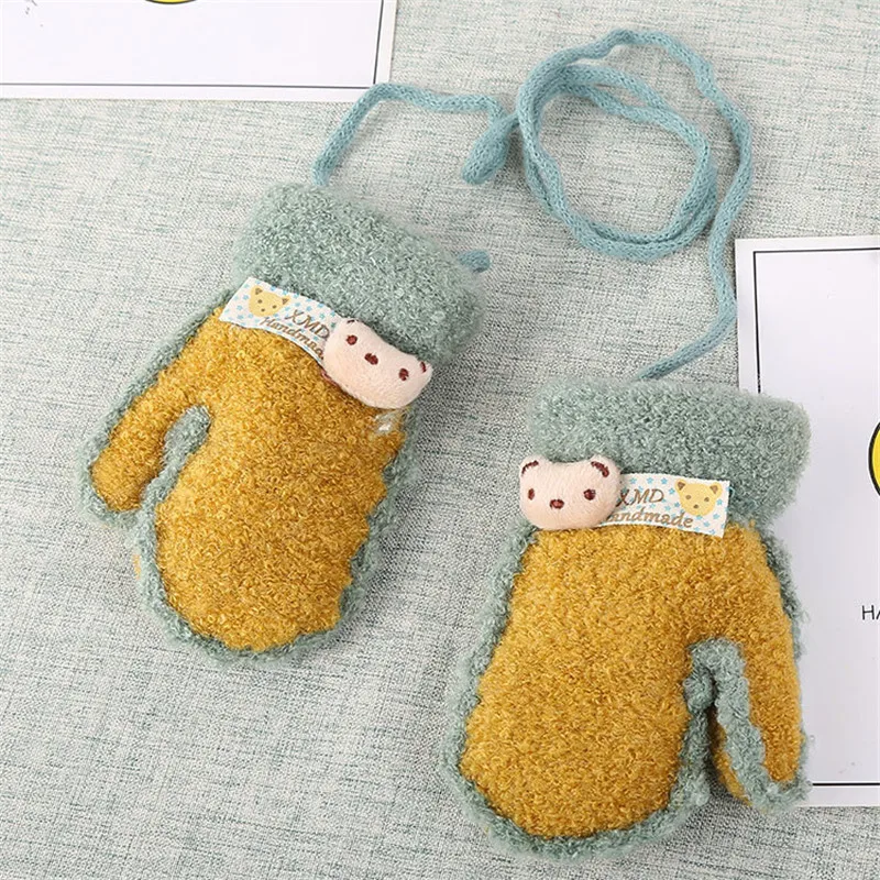 Ginger yellow Горячее предложение на зиму для маленьких мальчиков и девочек перчатки теплые веревку полный Flnger перчатки Chilgren перчатки разные цвета на выбор, Feom - Цвет: Ginger yellow