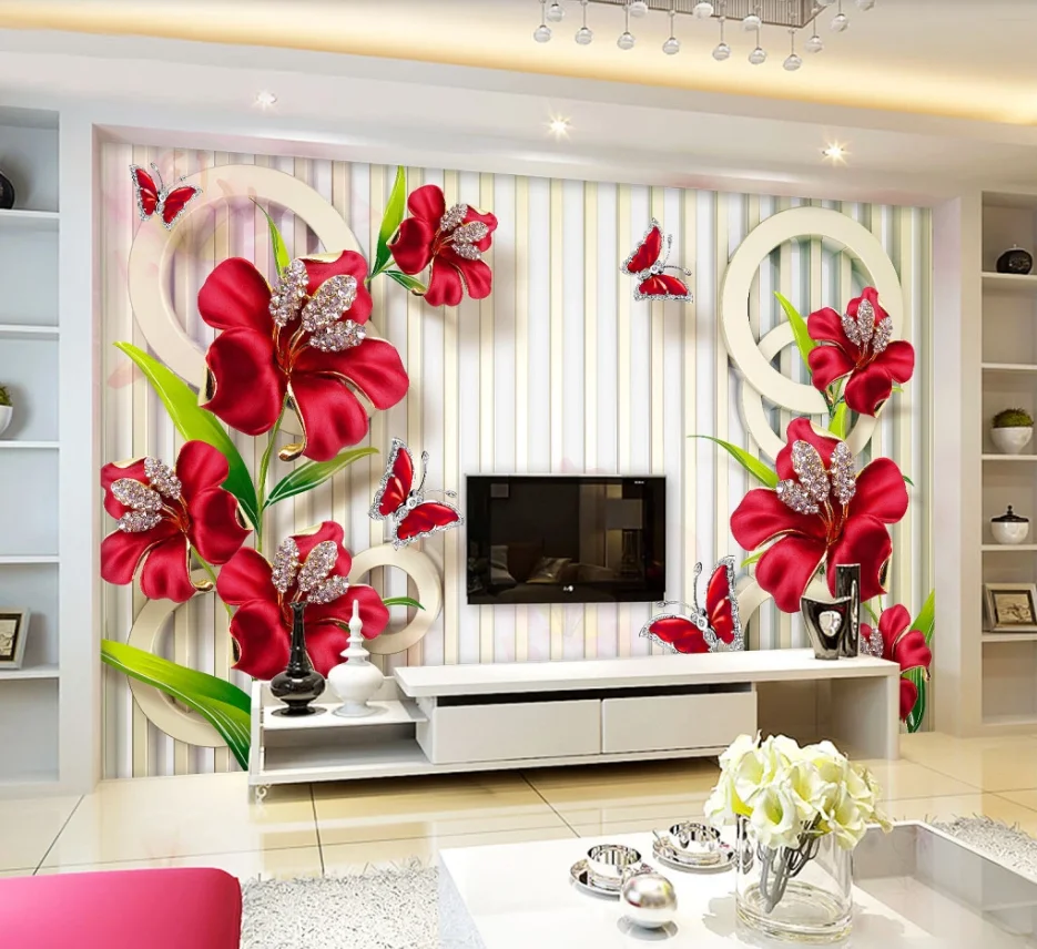 Beibehang пользовательские обои 3d Изысканный papel де parede ювелирные изделия цветок ТВ фоне стены гостиной спальни росписи фотоботы
