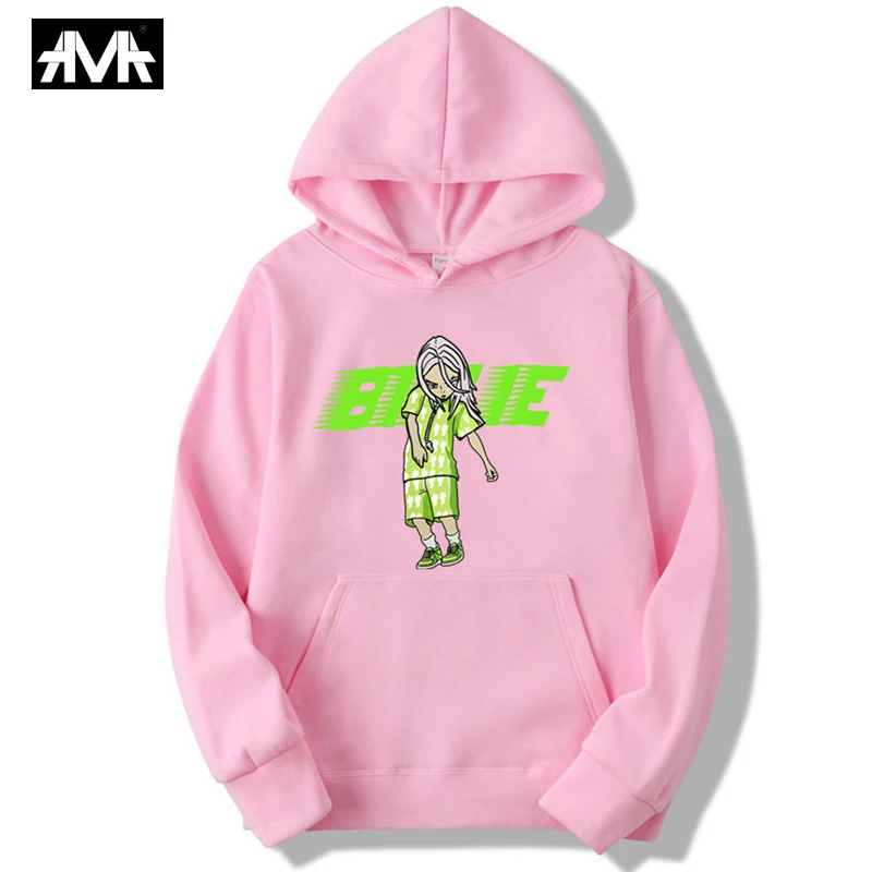 Осенняя Толстовка Harajuku Billie Eilish Мужская черная хлопковая толстовка в стиле