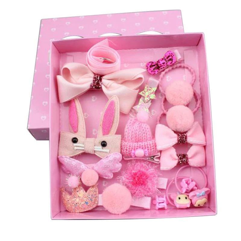 Pink 18 шт./компл. модные детские заколки для волос для девочек; резинка для волос, обтянутая тканью; аксессуары - Цвет: Pink