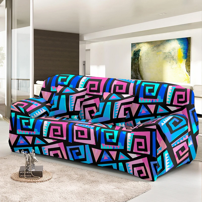 Fashion Geometric L Shape Sofa Cover For Living Room 1/2/3/4 Seaters Universal Size Elastic Slipcover Case Pillowcases Available 6