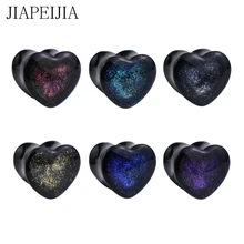 

8-30mm Starry Black Heart-shaped Acrylic Ear Plugs Gauges and Tunnel Ear Stretcher Expander Ear Piercing Jewelry