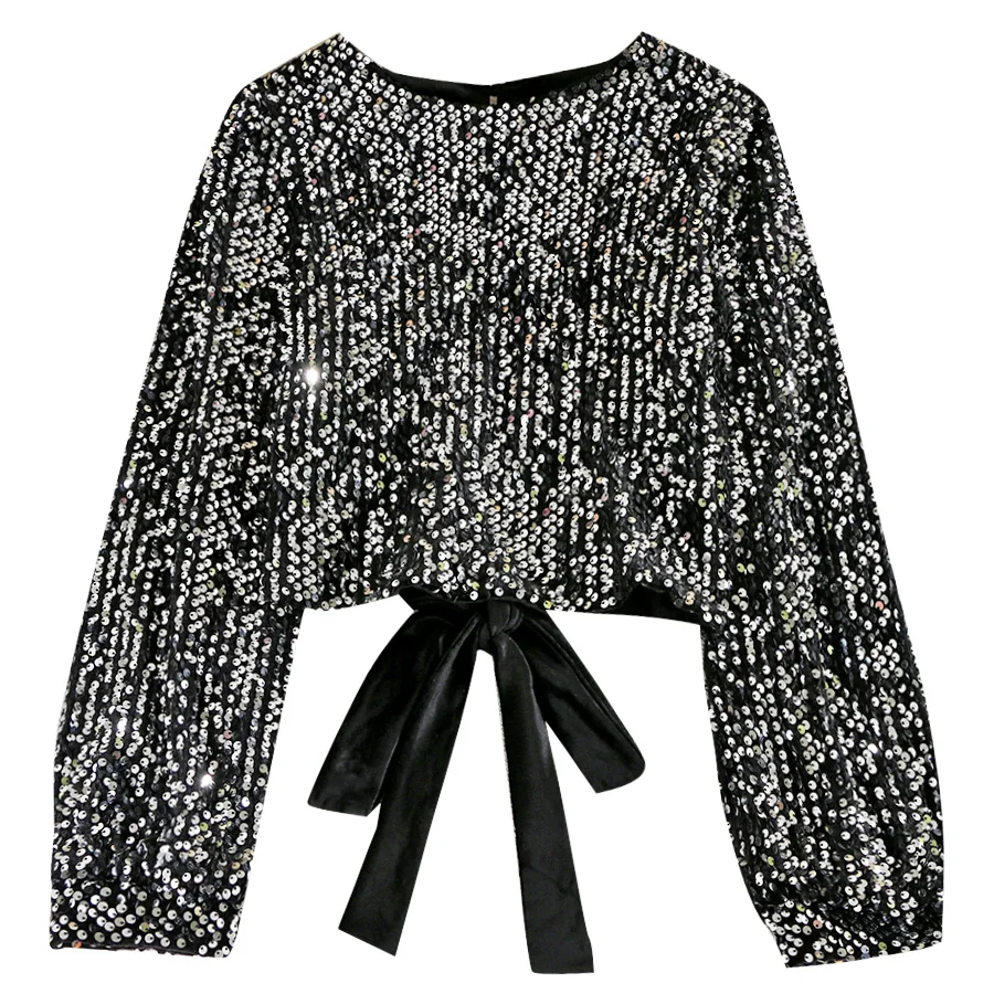 Neploe Blingbling футболка в блестках повязка с бантом короткие пикантные топы с открытой спиной открытые футболки новые женские футболки 57143