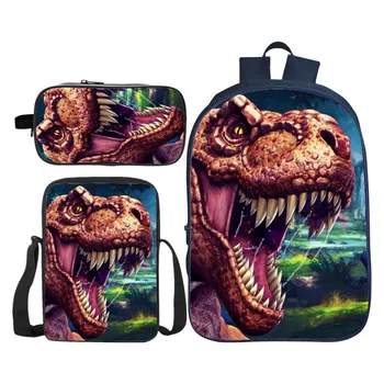 

Kids Baby School Bags for Boys 3Pcs/Set Printing 3D Animal Jurassic Park Dinosaur Bookbag Children Shoulder Backpack Student Bag