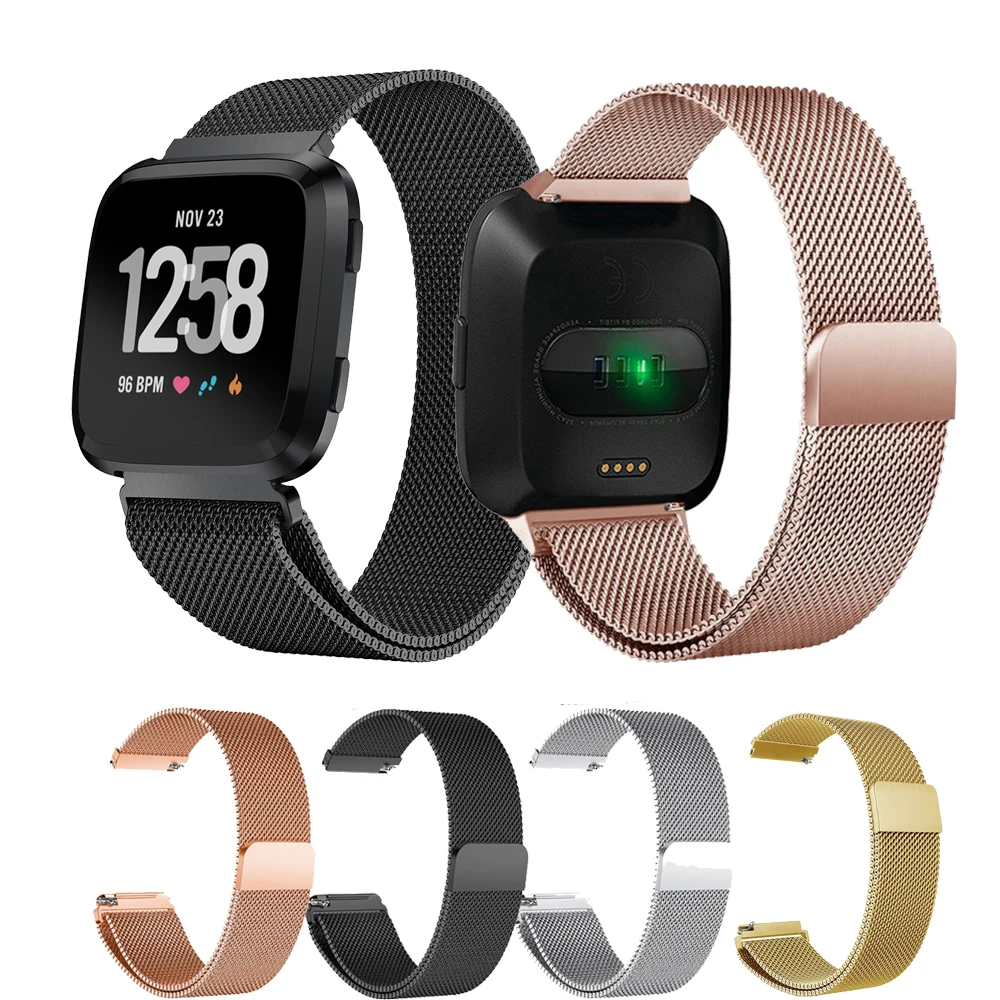 

Metal Stainless Steel Band For Fitbit Versa Strap Wrist Milanese Magnetic Bracelet fit bit Lite Verse 2 Band Accessories