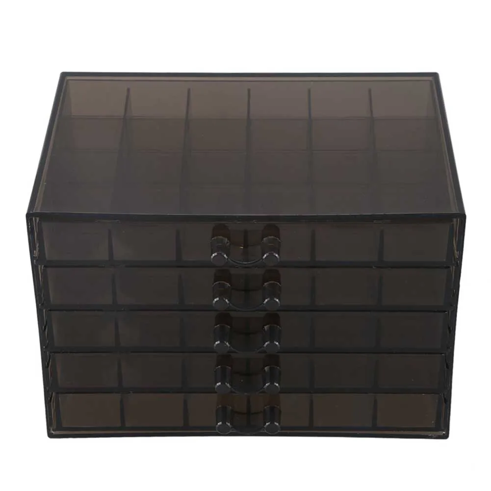 Transparent Black 120 сетки держатель пустой Маникюрный Инструмент нейл-арта, большая коробка Ёмкость 5 Слои дома акриловый Органайзер Дисплей с выдвижными ящиками Тип хранения Чехол - Цвет: Transparent Black