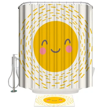

Sun Smile Hope Cartoon Bathroom Mat With Shower Curtain Bathroom Accessory Sets 2 Piece Bathroom Set Shower Curtain Sets