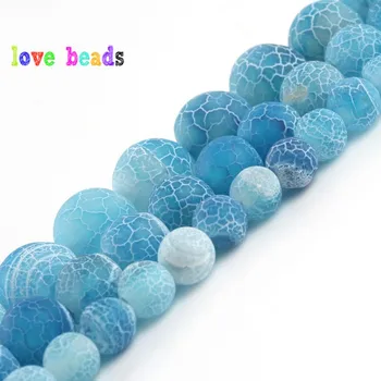 

6/8/10mm Frosted Light Blue Weatheredd Stone Agates Round Loose Beads for Jewellery Making Diy Bracelet 15 ‘’/Strand