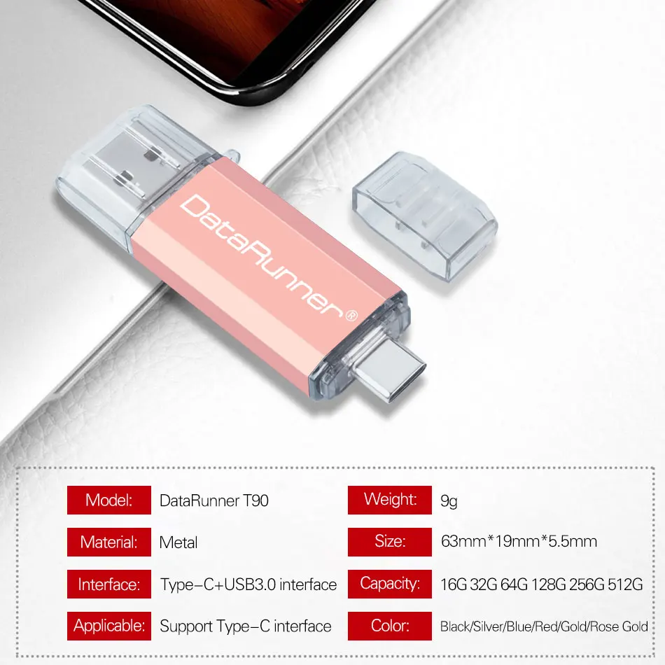 USB флеш-накопитель DataRunner type C 128 Гб OTG флеш-накопитель 16 ГБ 32 ГБ 64 ГБ 256 ГБ 512 ГБ флеш-накопитель Высокоскоростной USB 3,0 карта памяти