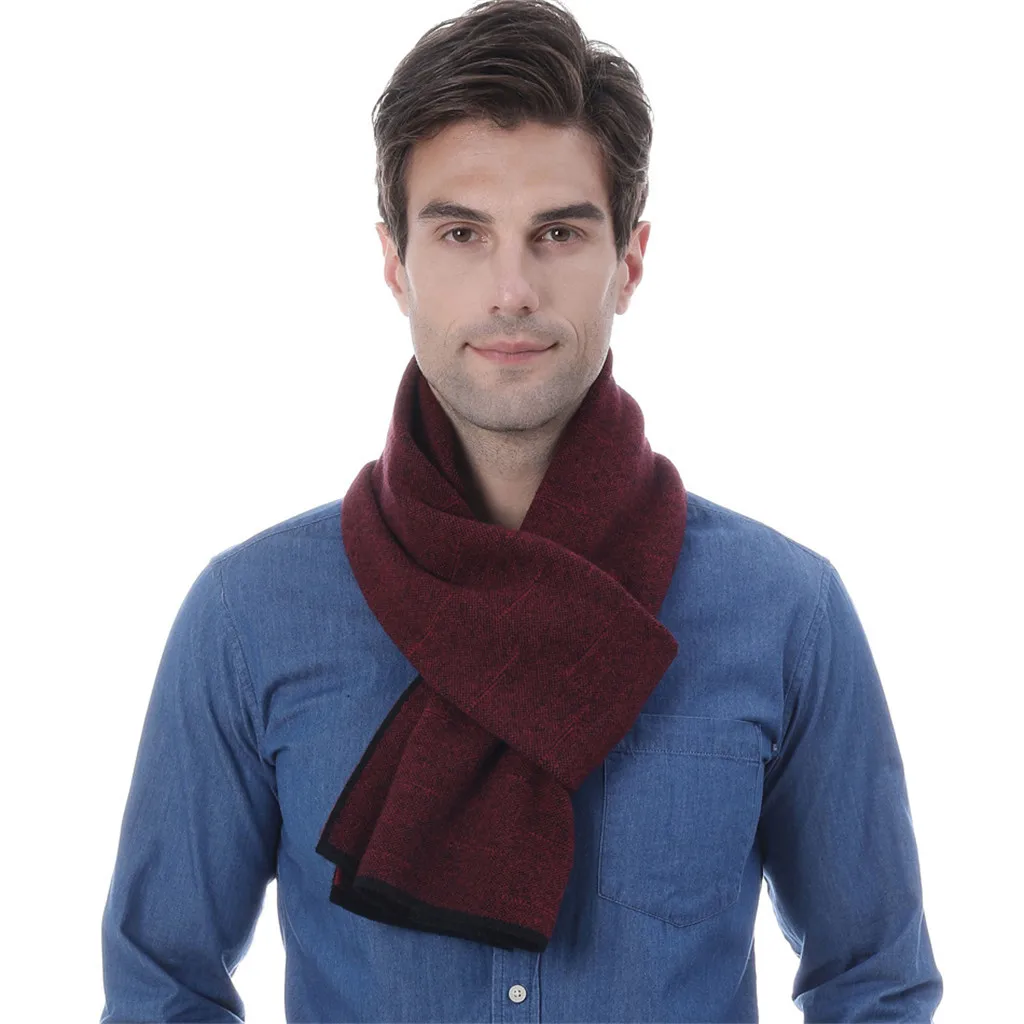Neck Scarf inter Designer Scarf Men Striped Autumn Winter Jacquards Knit Scarf Middle-aged Father Fish Ski Scarf Gift Elasticity